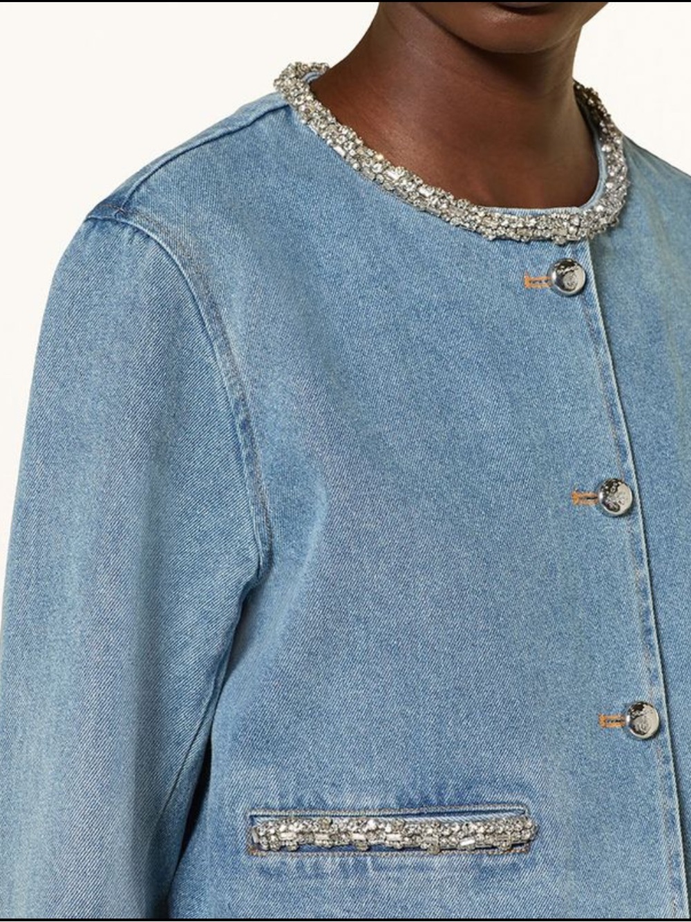 NWT Sandro Crystal Embellished Denim Jacket size 40 (US 8)